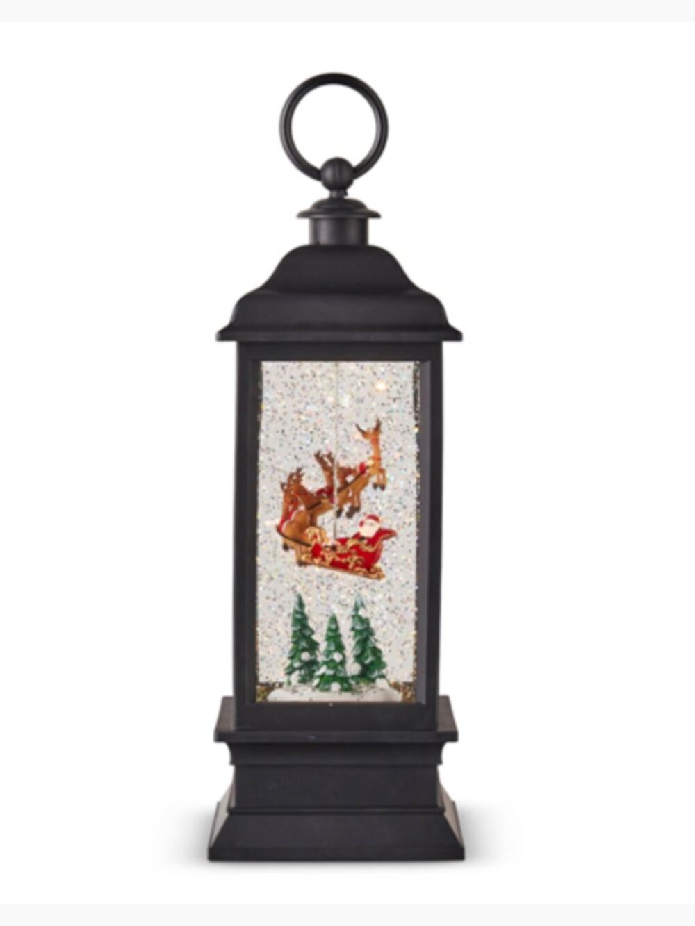 🎅✨ NEW 11" Flying Santa Animated Water Lantern Swirling Glitter Lighted Timer
